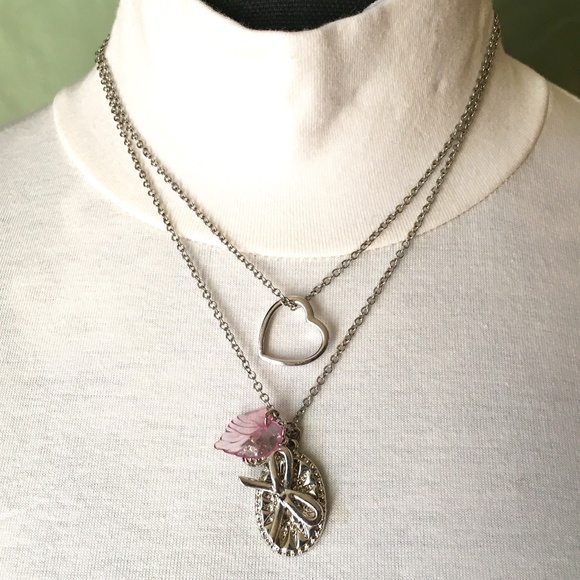Express Jewelry - Vintage Express Layered Heart Bow Necklace NWOT